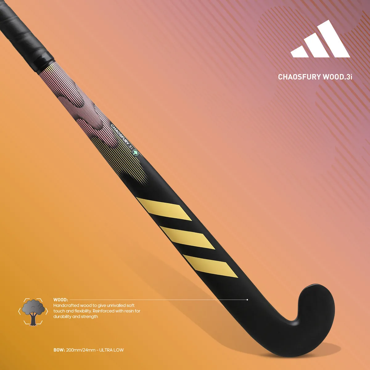 Adidas Chaosfury .3 Wood Indoor Hockey Stick - 2024