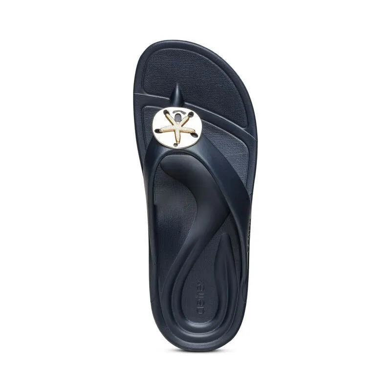 Aetrex Maui Starfish Navy Women's Flips