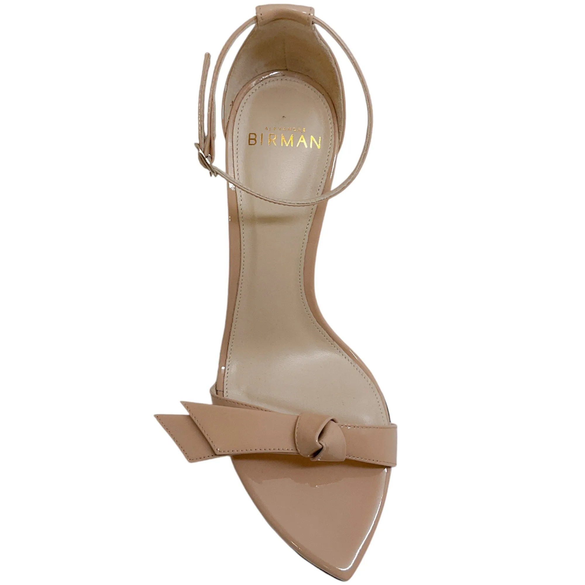 Alexandre Birman Nude Patent Leather Clarita Double 85 Sandals