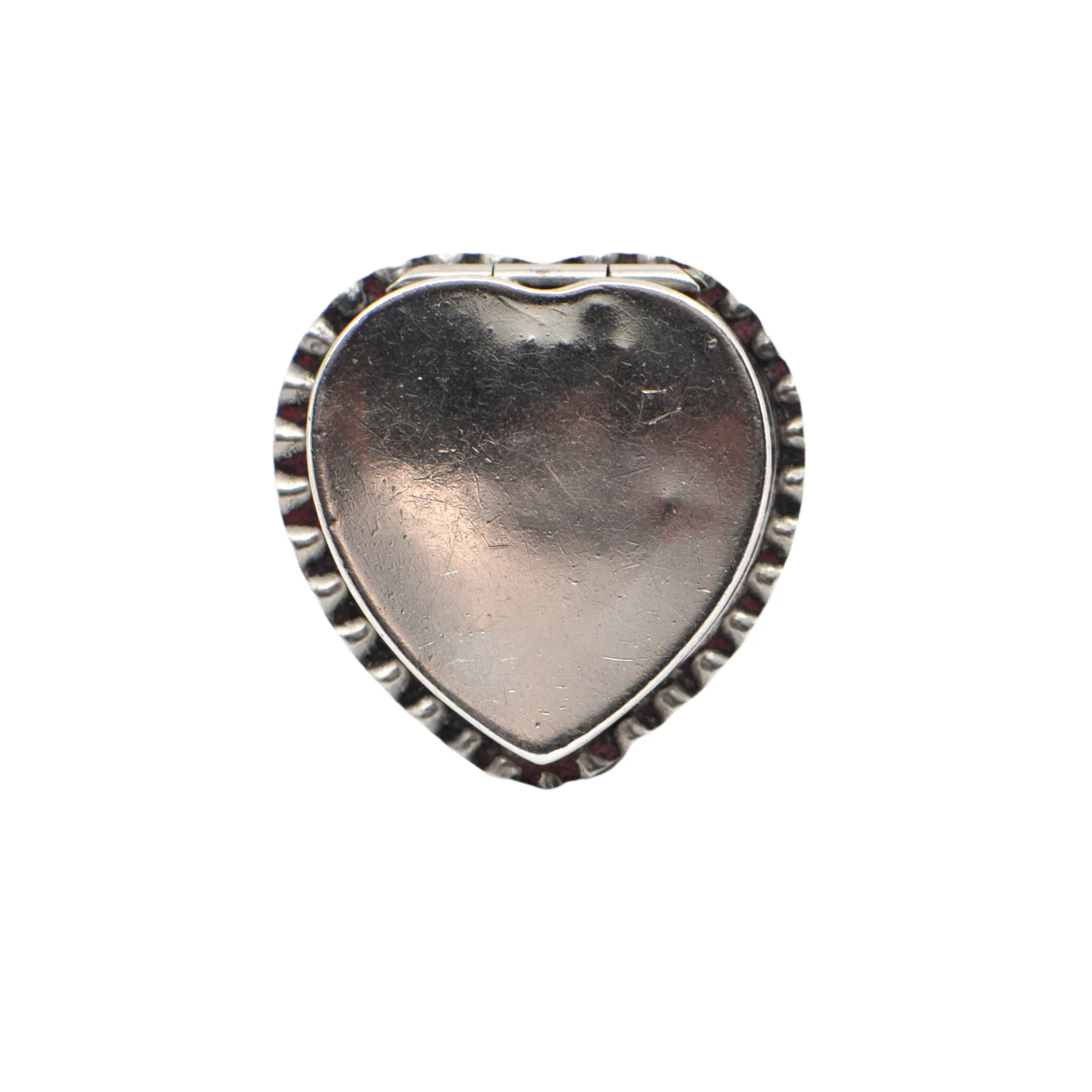 Antique English (Birmingham) Sterling Silver Heart Shaped Pill Box By, Adie Lovekin Ltd Dated 1902