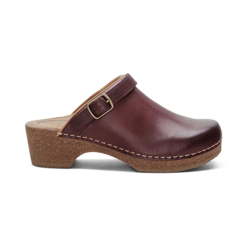 Beckie Cork Clog with Convertible Sling Back in Burgundy