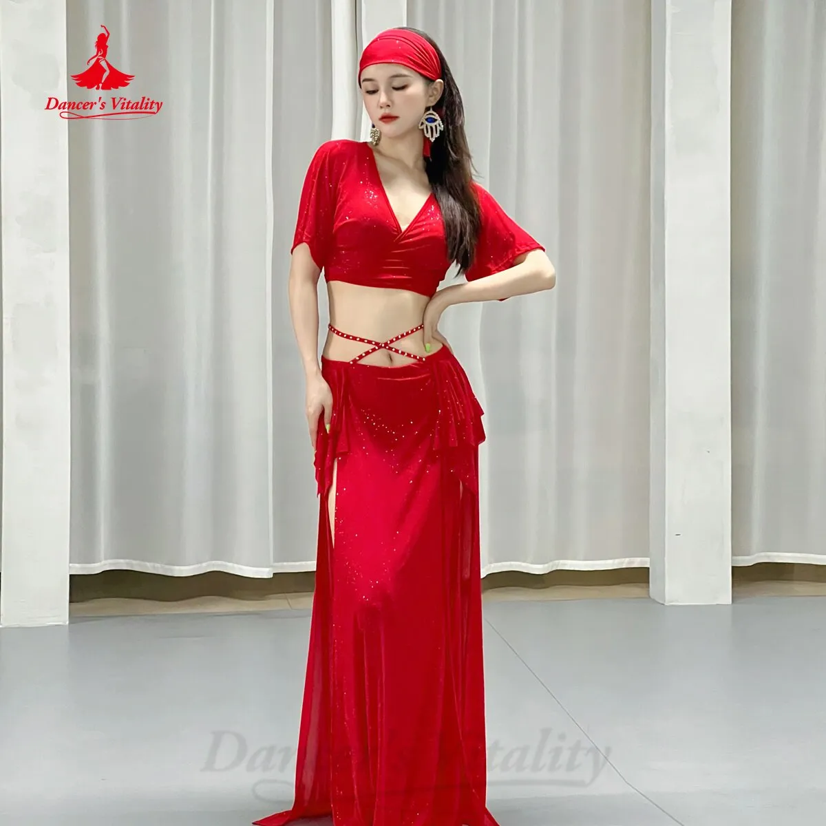 Belly Dance Costume Women 2023 New Summer Gauze Short Sleeves Top Long Skirt 2pcs Oriental Training Suit Bellydance Outfit