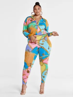 Bianca Chain Print Colorblock Jumpsuit