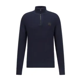 BOSS Navy Knorsey Half Zip Sweater