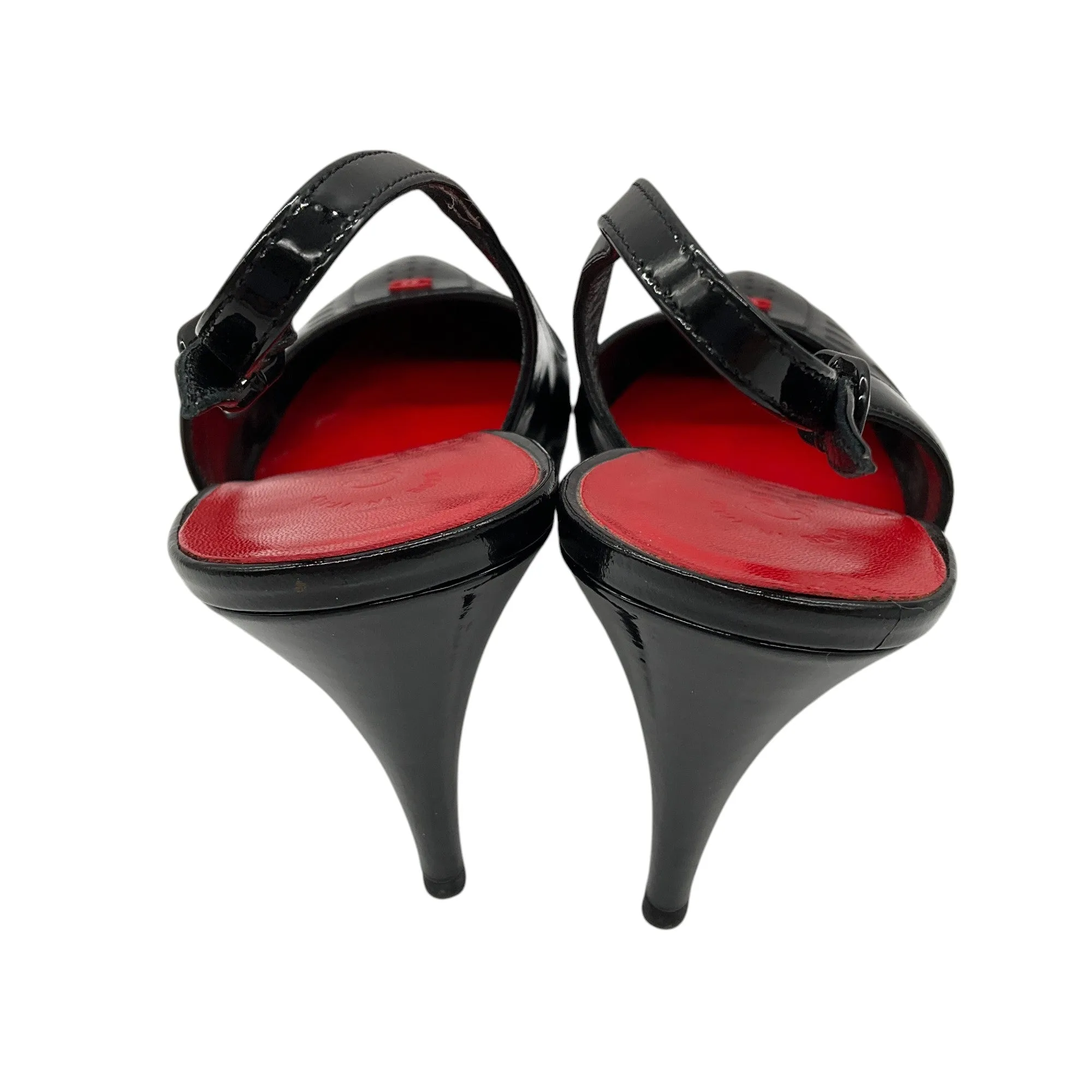 Chanel Black / Red 2009 Patent Leather Slingback Pumps