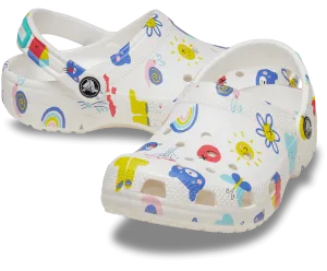 Classic Doodle Print Clog Kids - white/multi