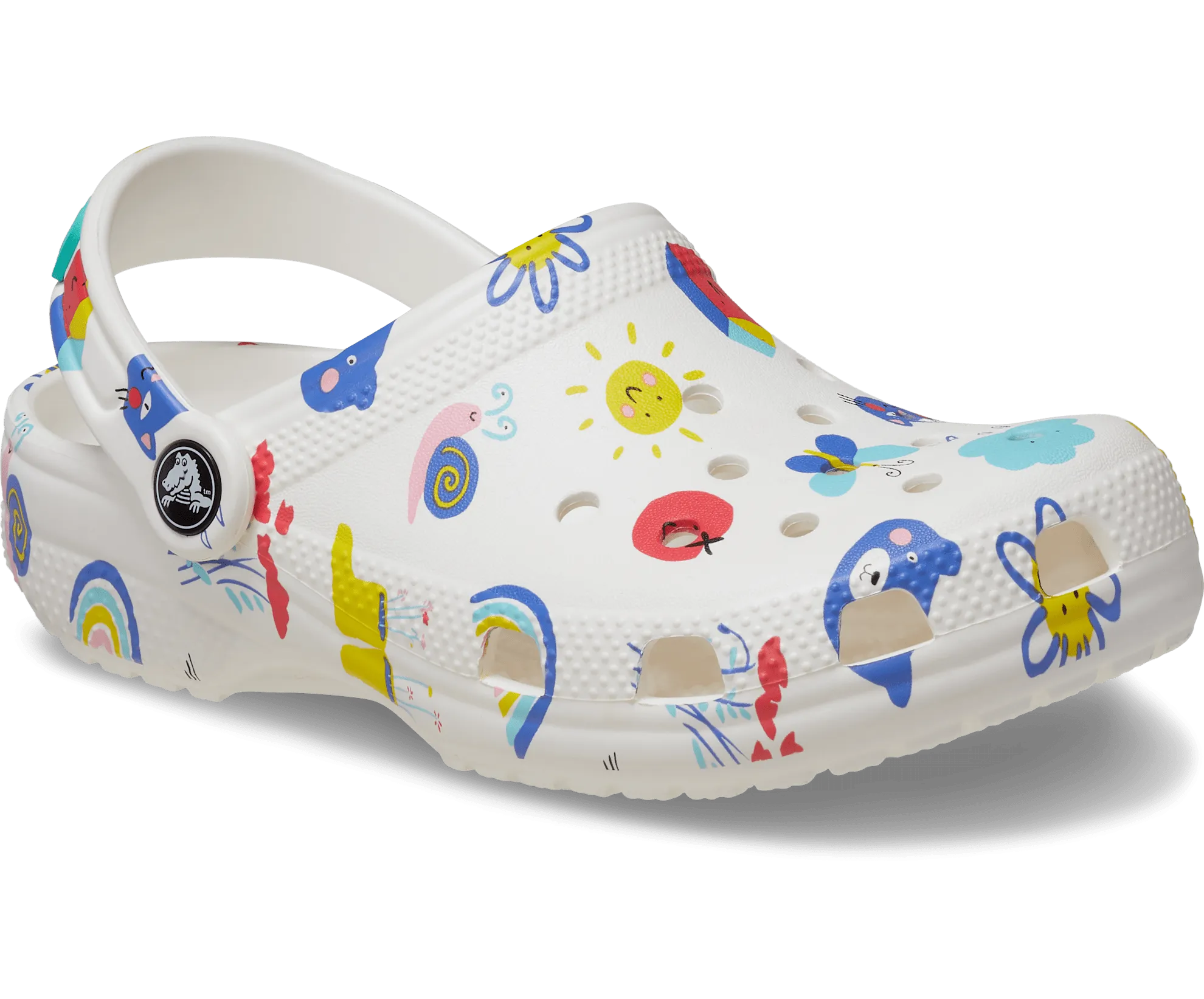 Classic Doodle Print Clog Kids - white/multi