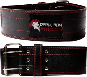 Dark Iron Fitness Genuine Leather Pro Weight Lifting Belt for Men and Women - Durable Comfortable and Adjustable with Buckle - Stabilizing Lower Back Support for Weightlifting