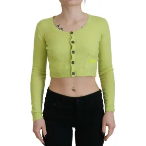 Dsquared² Yellow Green Cashmere Long Sleeves Cropped Sweater