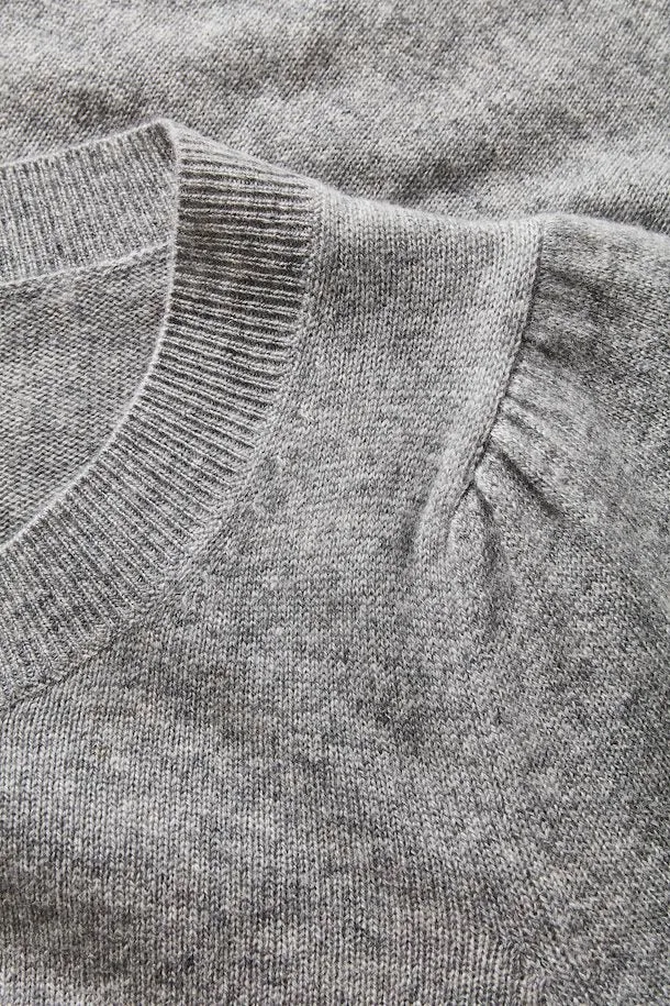 Evina Puff Shoulder Cashmere Sweater Grey