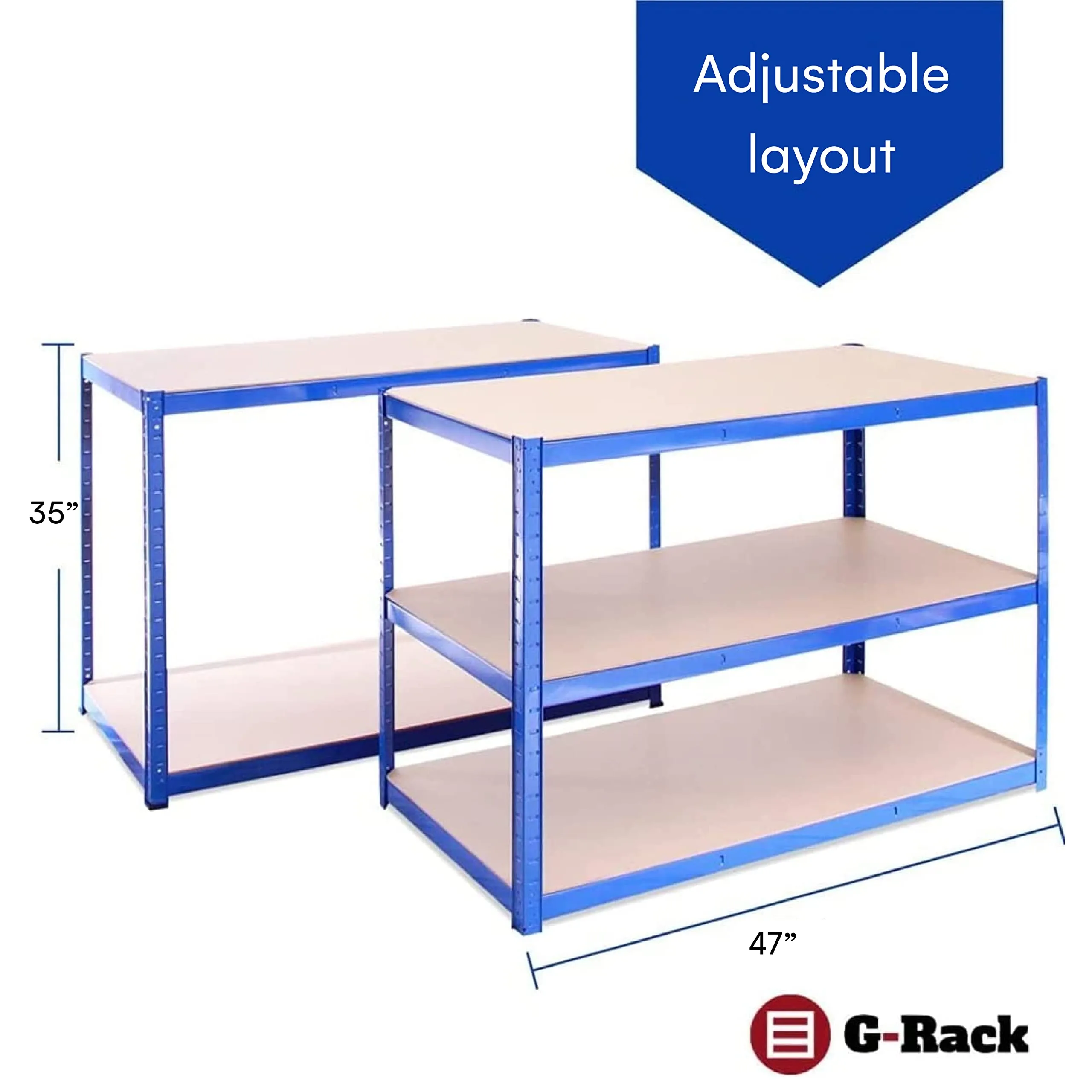 Garage Shelving Units - 71" H x 47" L x 24" W - Heavy Duty Racking - Shelves for Storage