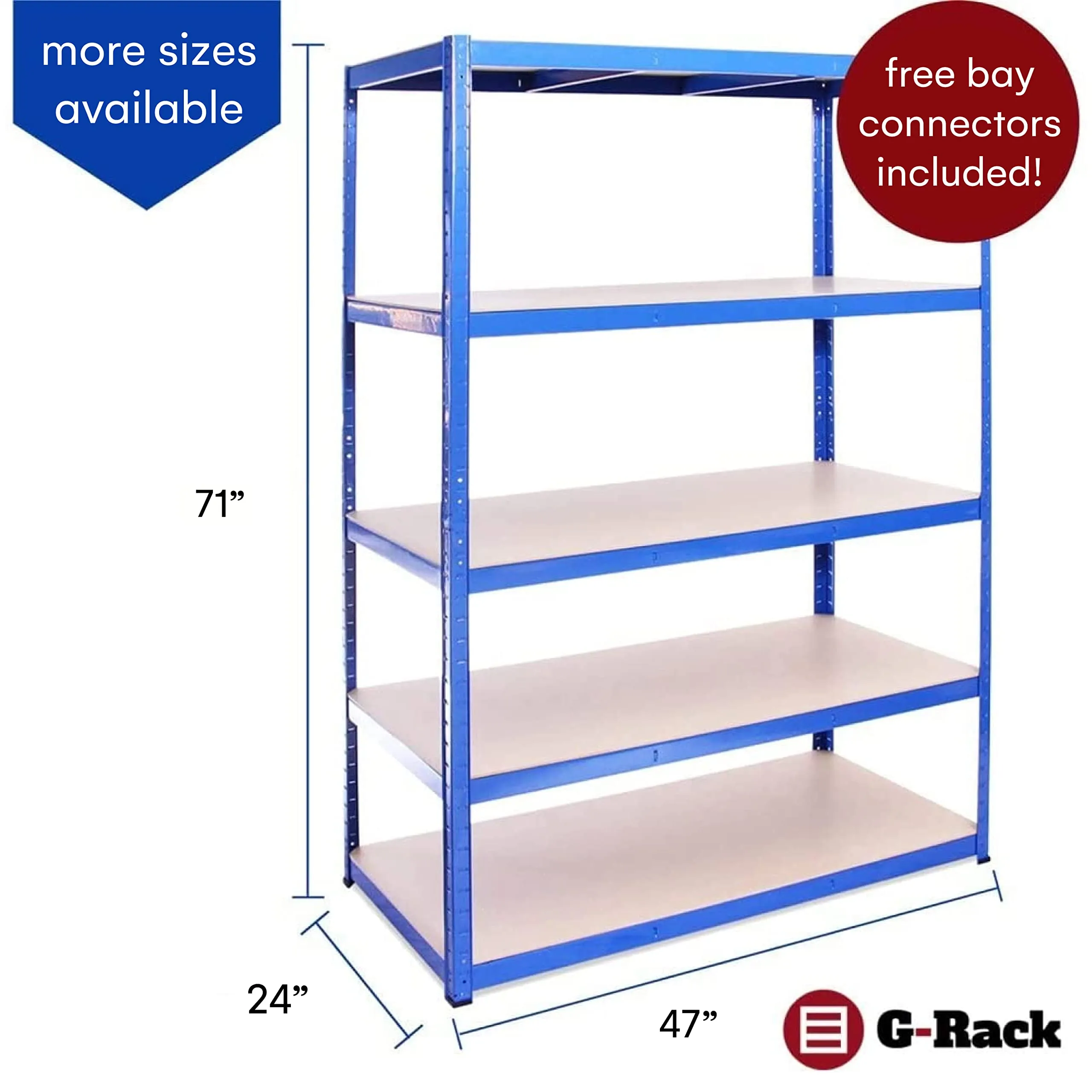 Garage Shelving Units - 71" H x 47" L x 24" W - Heavy Duty Racking - Shelves for Storage