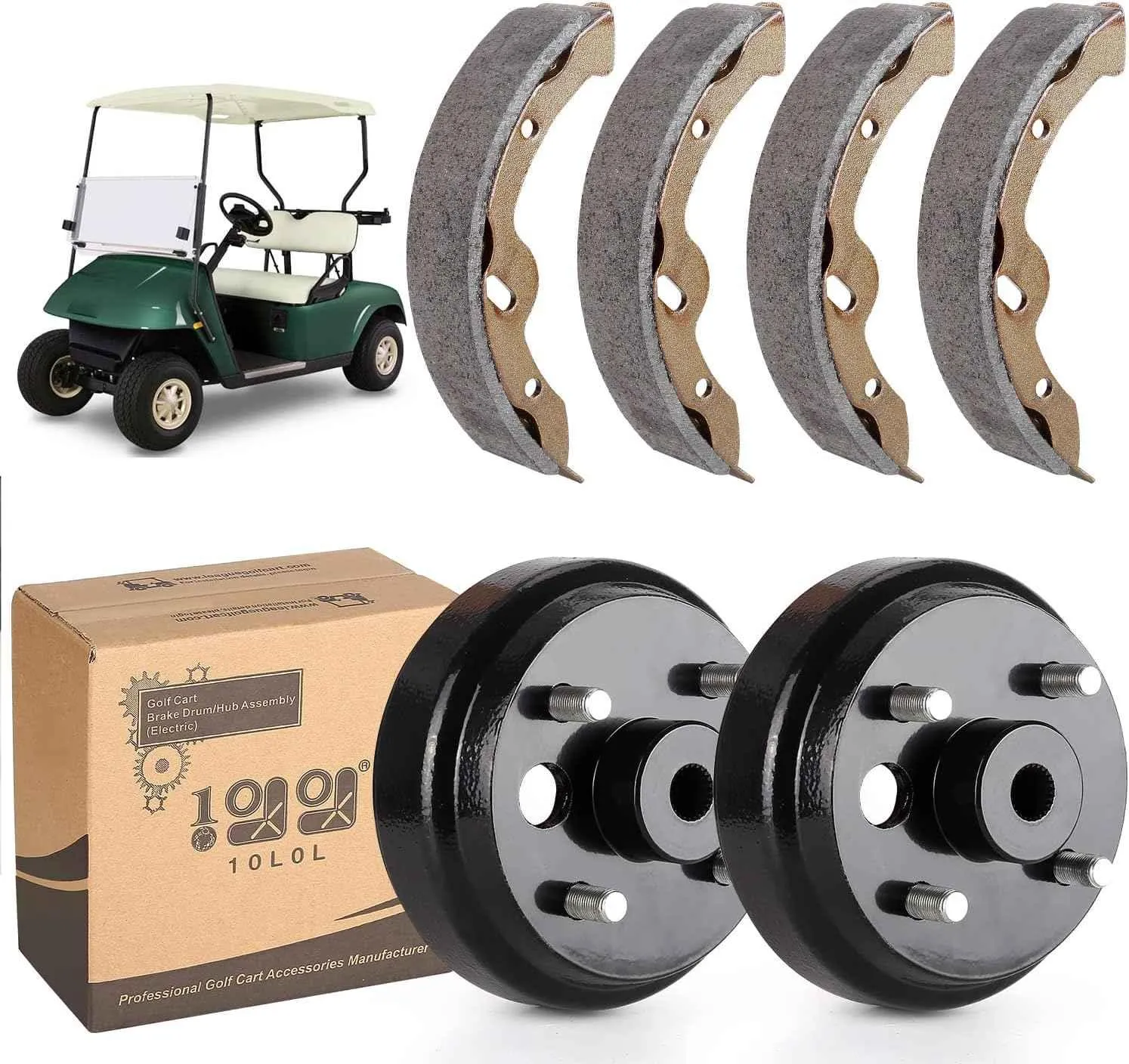 Golf Cart Brake Drum and Pad Kit for EZGO TXT Electric 1996-Up - 10L0L