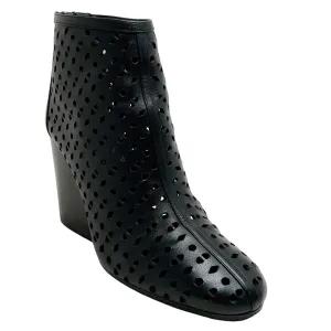 Hermes Black Leather Milady Laser Cut Booties