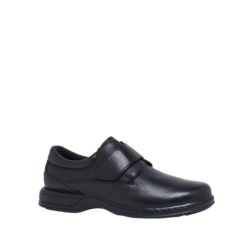 Mens Hush Puppies Roland Black Leather Walking Casual Slip On Shoes