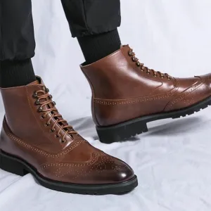 Men's Leather Wingtip Oxford Boots