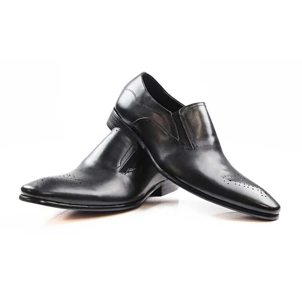 Mens Zasel Christian Black Leather Slip On Shoes