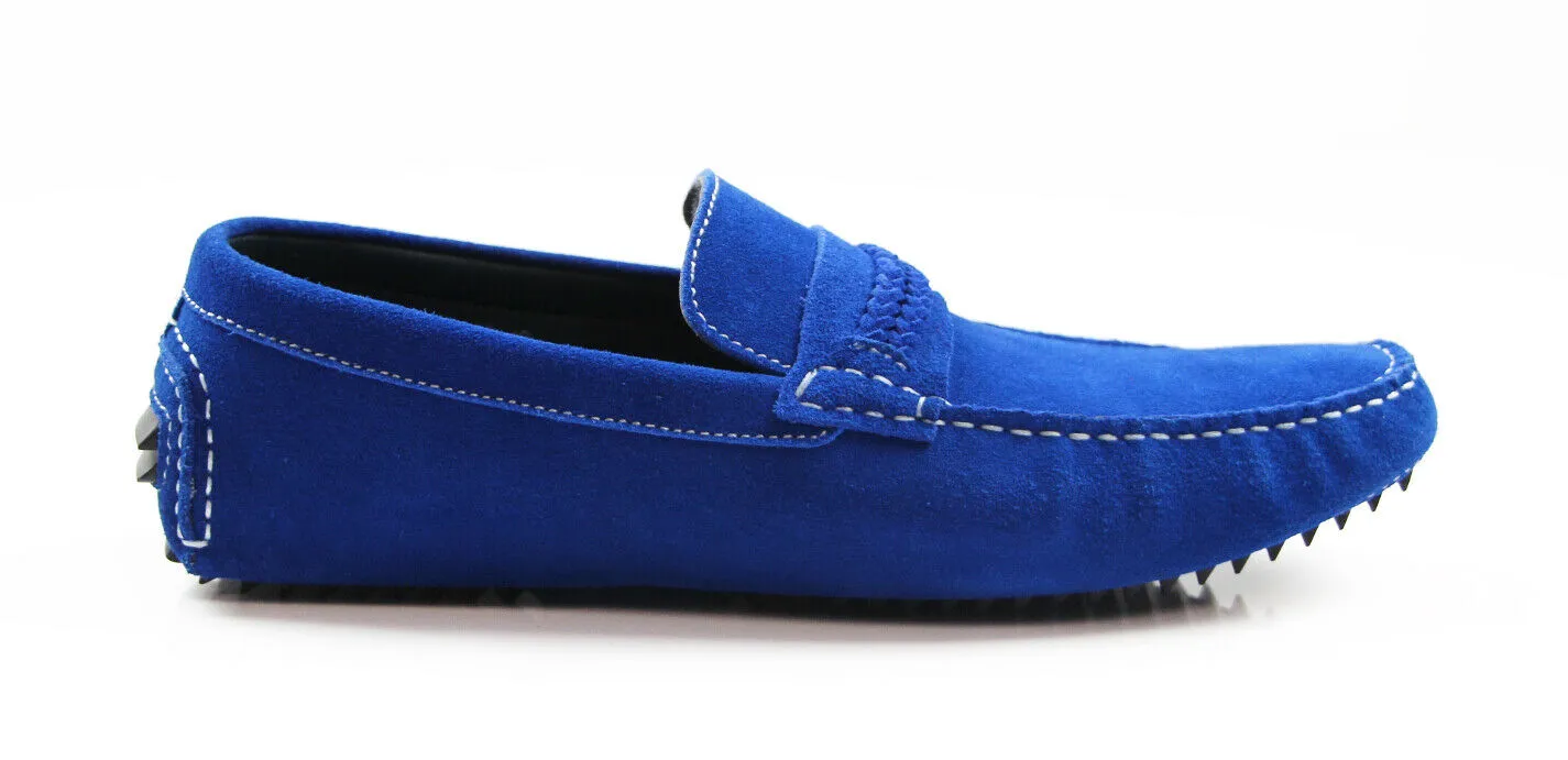 Mens Zasel Cruze Blue Suede Leather Casual Boat Deck Loafers Shoes