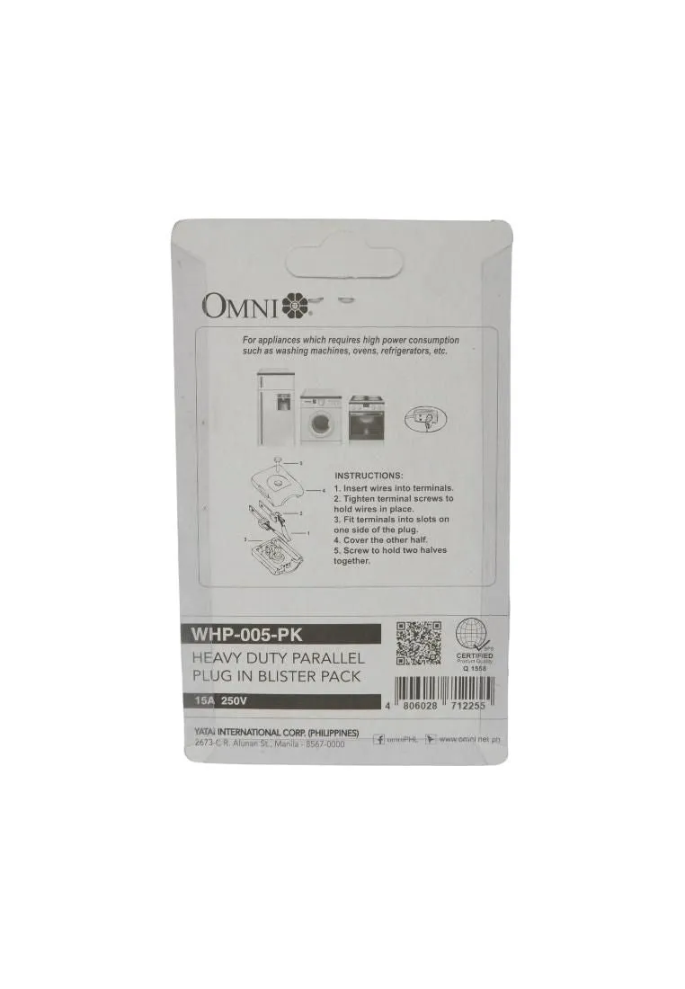 Omni Heavy Duty Parallel Plug In Blister Pack