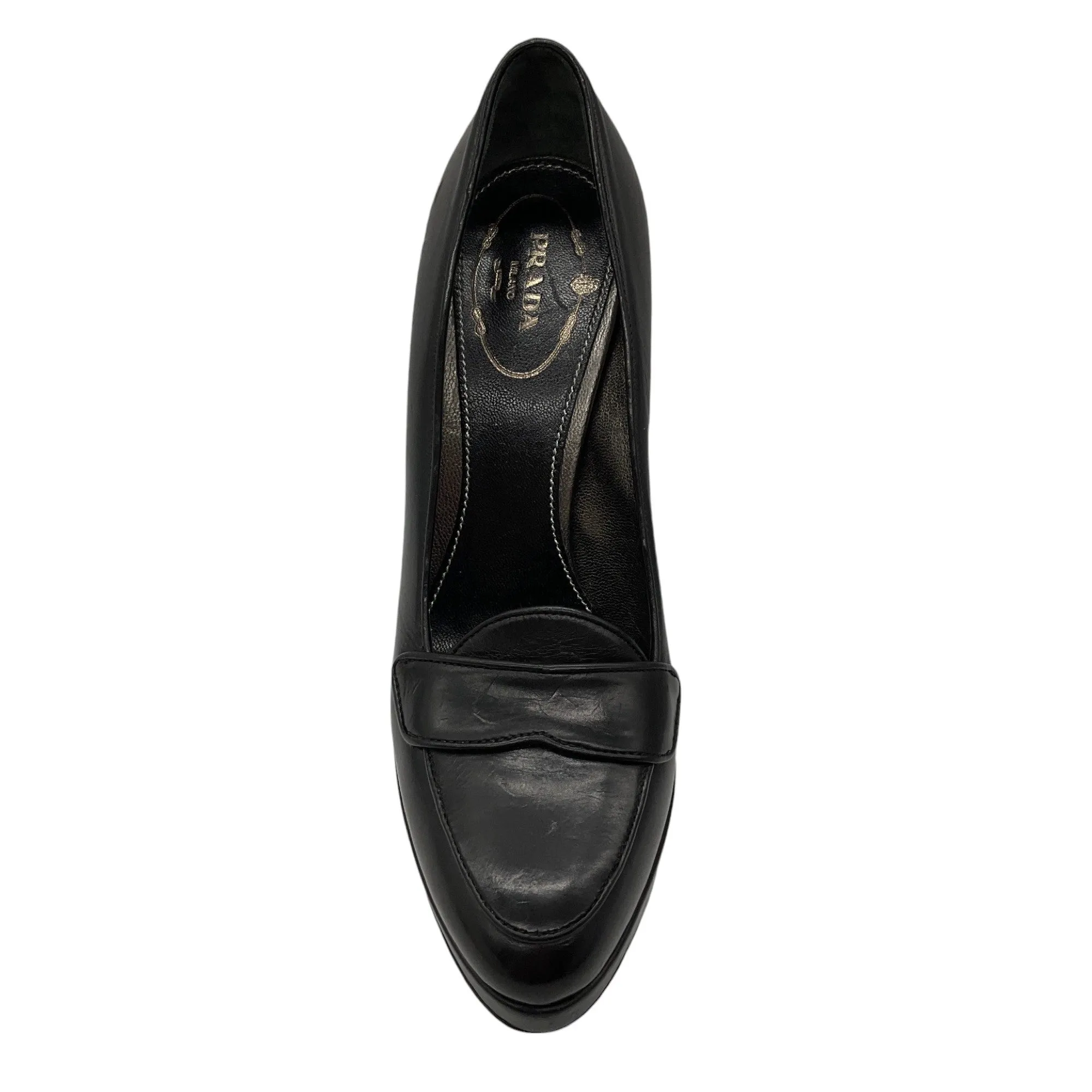 Prada Black Leather Loafer Pumps