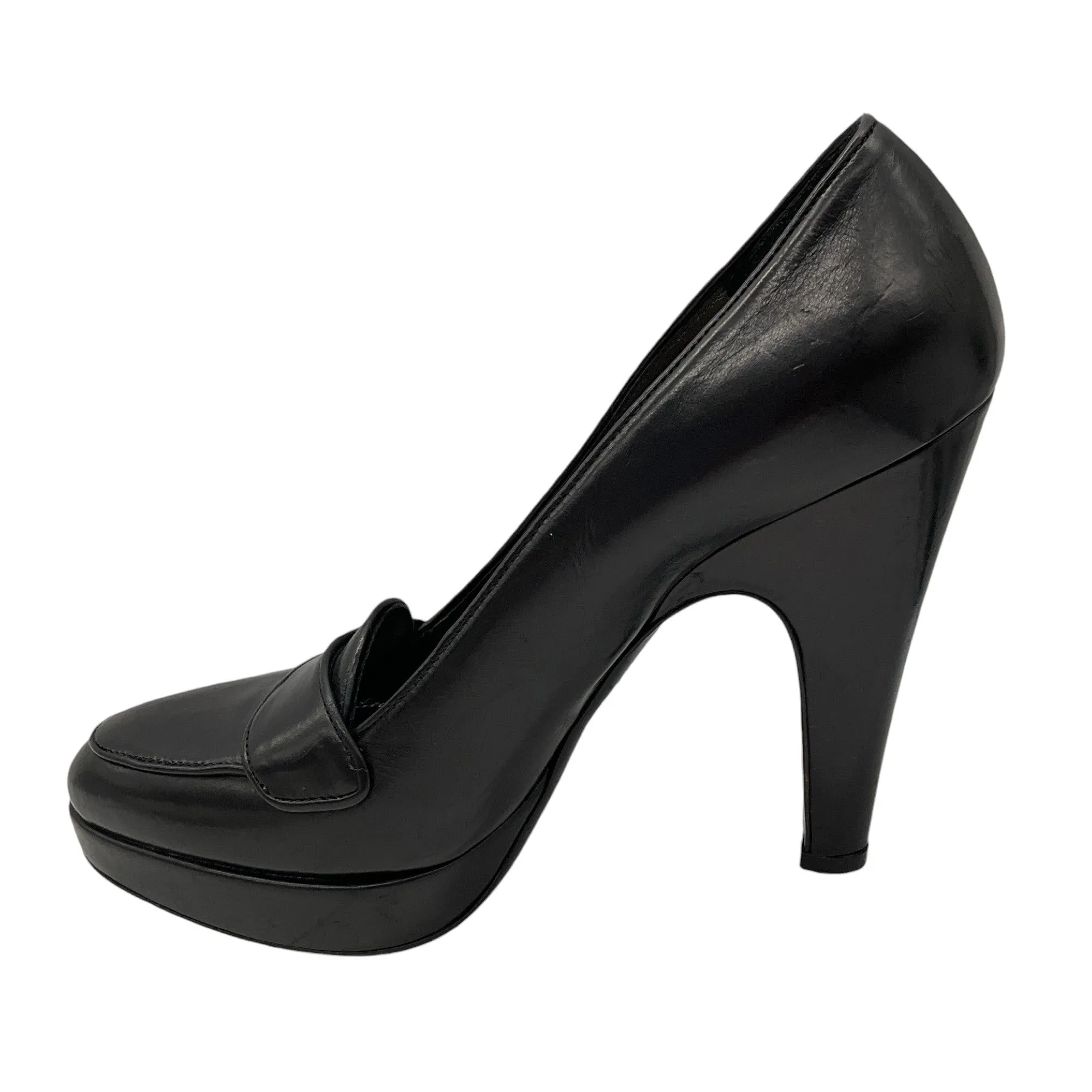 Prada Black Leather Loafer Pumps