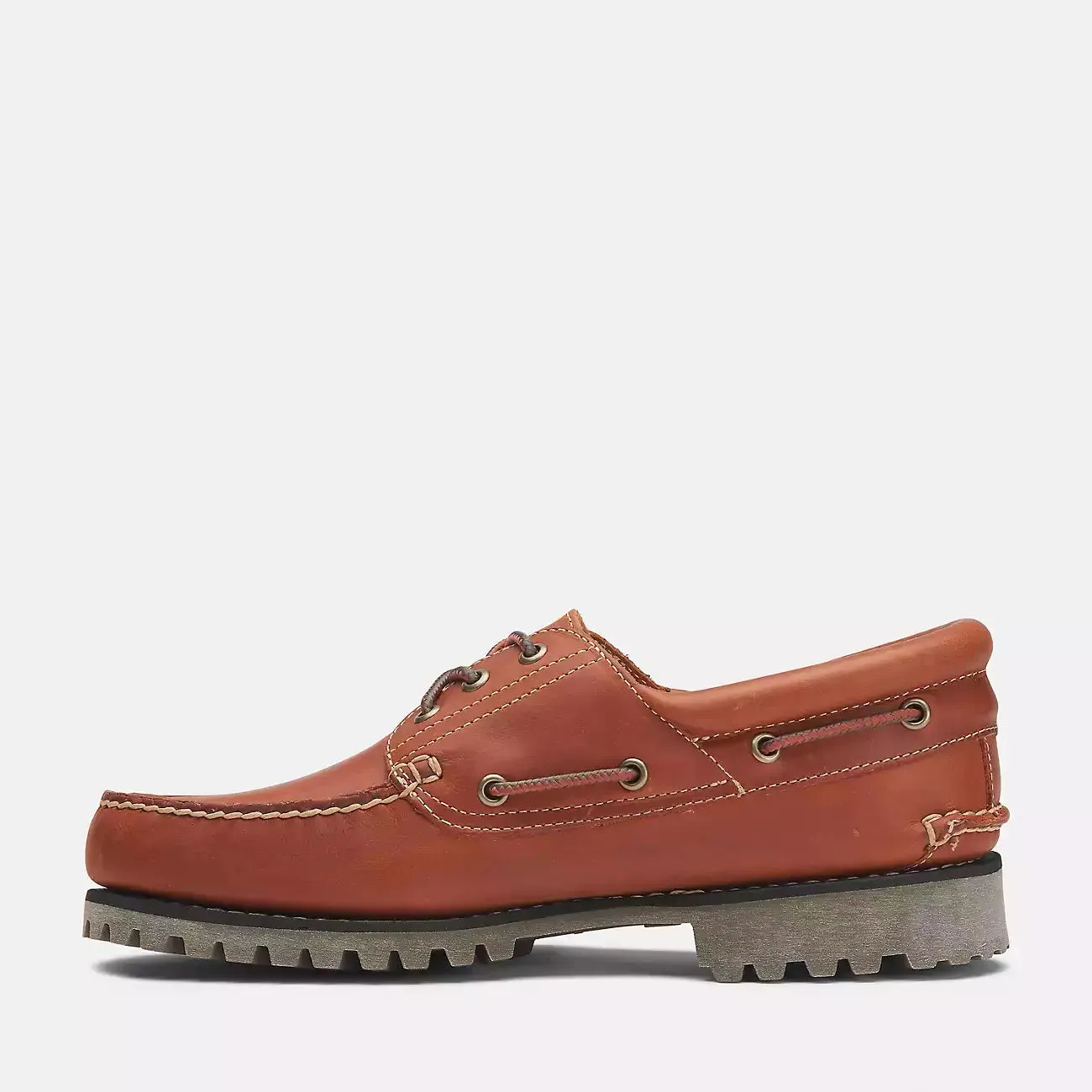 Timberland Men's Authentic 3-Eye Boat Shoe - Orange / Full Grain